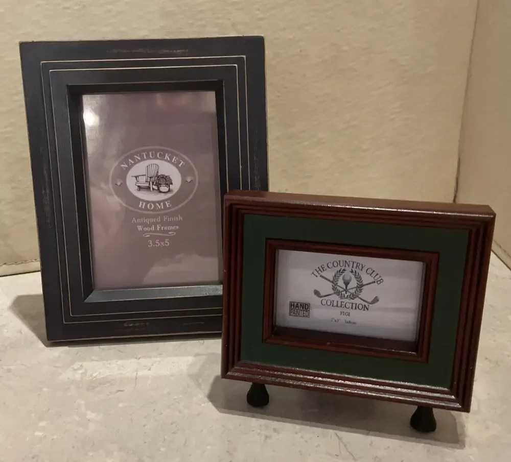 Pair Of Antique Look Wood Picture Frames For 3.5/2.3 Photos 5.5x7& 4.5”